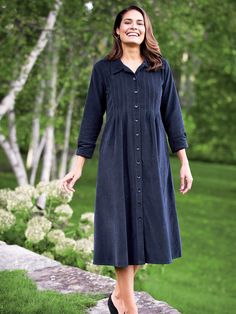 You'll Love the Graceful Drape of Our Soft Pinwale Corduroy Dress Warm Winter Dresses, Vermont Country Store, Floral Tunic Tops, Cotton Jumper, Cut Dress, Country Store, Corduroy Dress, Floral Tunic, Dress Store