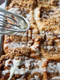 a close up of a pastry with icing on it