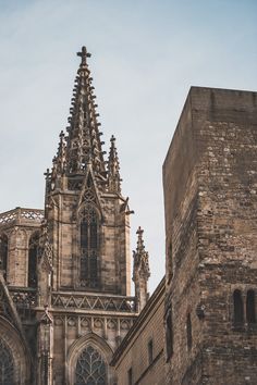 an old building with a very tall tower