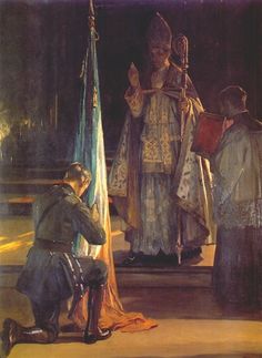 Sir John Lavery (Irish, 1856 - 1941) 'Blessing of the Colors' Catholic Flag, Flag Of Ireland, Glasgow Celtic, Belfast City, City Gallery, Ireland Flag