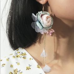 This Amazing Pastel Oversized Pair Of Floral Garden Dangle Statement Costume Earrings Is A Wonderful Addition To Your Wardrobe And Your Style! This Unique Pair Is Sure To Get Lots Of Compliments! Blue Dangle Flower Earrings For Spring, Light Blue Flower Earrings For Spring, Spring Handmade Flower Dangle Earrings, Feminine Spring Flower Dangle Earrings, Elegant Spring Flower Earrings With Floral Print, Elegant Floral Print Earrings For Spring, Elegant Floral Print Flower Earrings For Spring, Spring Wedding Dangle Flower Earrings, Blue Flower Earrings For Spring Parties