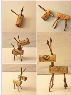 four different pictures of wine corks with the names of wines and branches attached to them