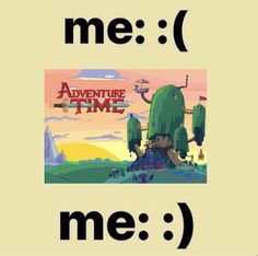 an image of the adventure time logo with words in english and spanish above it are two trees