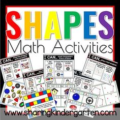 the shapes and numbers worksheet is shown with text that says shapes math activities