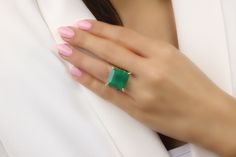 A birthstone jewelry from Anemone's that features a vivid Green Onyx set in 14k rose gold-filled prongs and double ring band. This Green Onyx ring is a showcase of simplicity and elegance and its gemstone is a stone to soothe your worries. A green ring that you and your loved one will surely treasure. ☛ 𝒜𝐵𝒞 - Add Engraving - https://etsy.me/2ZSRjhu ☛ Ring size - Select the size you would like from the drop down menu ♥ Gemstone Type - Green Onyx ♥ Gemstone Size - 16x16mm ♥ Gemstone Cut - Facet Green Square Cut Emerald Ring For Wedding, Formal Green Onyx Gemstone Jewelry, Square Cut Green Emerald Wedding Ring, Green Cushion Cut Ring As Gift, Green Princess Cut Emerald Ring As Gift, Square Cut Green Emerald Ring Gift, Green Cushion Cut Ring For Gift, Green Cushion Cut Emerald Ring For Gift, Luxury Green Onyx Gemstone Jewelry