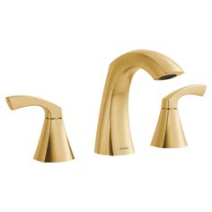 two faucets in gold finish on a white background