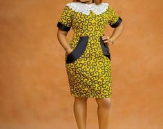 Ewa Dress with peterpan collar, is an hand made product. Made from the indigenous Africa Ankara print. Ankara Sleeve Styles, Ankara Dress Styles Short, Sotho Traditional Dresses, Bubu Gown, Peterpan Collar, Ankara Dress Styles, Ankara Gown, Patch Dress, African Fashion Ankara