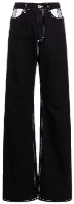 Luxury Distressed Black Bottoms, Luxury High-rise Jeans With Contrast Stitching, Luxury Black Jeans, Luxury Black Denim Pants, Margiela Jeans, High Rise Wide Leg Jeans, Leg Jeans, Wide Leg Jeans, Black Jeans