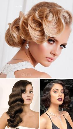 Hollywood Updo, Wedding Dresses Vintage 50s, Vintage Wedding Hairstyles, Easy Hair Up, Wedding Hairs, Easy Updos For Medium Hair, Gatsby Hair