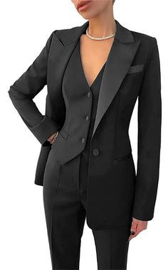 Pantsuit Wedding, Business Jacket, Woman Suit Fashion, Pantsuits For Women, Blazer Set, Blazer Vest, 3 Piece Suits, Business Suit, Blazer Fashion