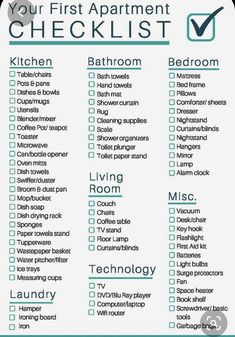 a printable checklist for your first apartment