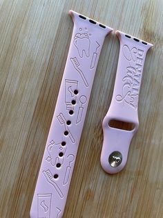 Apple and Samsung Galaxy Watch Band. Engraved Dentistry icons and quote  ATTENTION  If you'll like to get an Apple Watch Band size S/M as supposed to M/L please ask for availability (most of the colors are available) if I do not get a request I will make a M/L. For all Galaxy Bands only M/L is available. Choosing the right Band Apple Watch  There's two different watch band sizes(38/40/41 and 42/44/45/49) . Apple Watch compatible with  sizes 38,mm 40mm and 41mm (38/40/41) . Apple Watch compatible Galaxy Watch 4 Aesthetic, Samsung Watch Bands, Galaxy Watch 5 Band, Luxury Galaxy Watch Band, All Galaxies, Gear S3 Frontier, Samsung Galaxy Watch 4, Samsung Galaxy Watch, Apple Watch Band