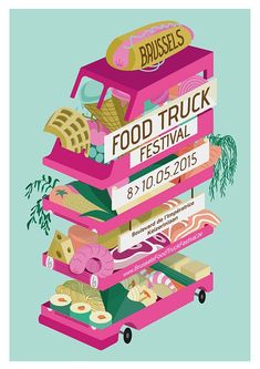 an illustration of food truck festival poster