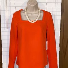 Nwt Gorgeous Anthropologie Line & Dot Long Sleeve Blouse 6 Buttons On The End Of The Shirt By The Wrist Measurements Are In The Pictures The Color Is Either A Orange Or A Coral It’s Kind A Hard For Me To Tail But It’s Really Pretty I Cannot Find The Material Tag Fitted Orange Blouse For Work, Lace Knit Top, White Floral Blouse, Colorful Blouses, Line Dot, White Sleeveless Top, Bohemian Blouses, Layered Blouse, Tie Front Blouse