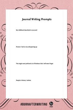 a pink book cover with the words journal writing prompts