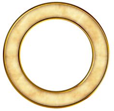 an image of a golden circle frame on a white background with clipping area for text