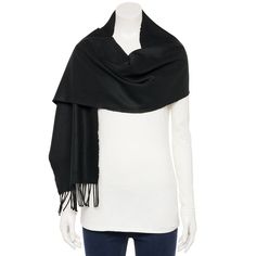 This Women's Softer Than Cashmere Solid Black Scarf makes a great gift & is the perfect cold weather accessory! Super soft & warm. This Women's Softer Than Cashmere Solid Black Scarf makes a great gift & is the perfect cold weather accessory! Super soft & warm. SETUP INFORMATION Oblong scarfFABRIC & CARE Hand wash Material: acrylic Imported Size: One Size. Gender: female. Age Group: adult. Blue Plaid Blanket, Accessories Guide, Knitted Cowl Scarves, Striped Shawl, White Scarves, Black White Pattern, Cowl Scarf, Black Scarf, Knit Cowl