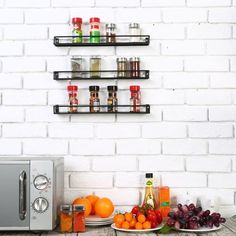 Black Metal Wall-Mounted Nail Polish & Essential Oils Shelves, Set of 3 - MyGift Wall Spice Rack, Tiny Bath, Essential Oil Shelf, Nail Polish Rack, Metal Railings, Spice Storage, Nail Polish Bottles, Spice Jar, Kitchen Spices