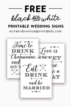 free printable wedding signs for the bride and groom to use on their wedding day