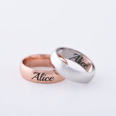 Wedding Rings are 14k Solid GOLD ( not filled or plated).  Rose gold wedding ring in 14k Gold, Rose Gold, White Gold. Your name, Names of people you love the most, Coordinates that you find the closest to your heart, Icons, Posts,  #weddingring #14kgoldring #weddingband #weddingringset #goldweddingband #personalizedring #personalizedweddingring #engagementring #promisering #classicweddingband Rose Gold Engraved Wedding Ring With Hallmarks, Rose Gold Name Rings For Promise, Customizable Rose Gold Promise Rings, Customizable Rose Gold Rings For Anniversary, Customizable Rose Gold Rings For Wedding, Rose Gold Engraved Ring For Promise, Round Band, Custom Name Rose Gold Wedding Ring, Customizable Elegant Couple Rings For Promise, Couple Rings With Engraving Option For Promise