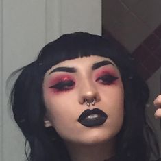 Artsy Makeup, Egirl Makeup, Punk Makeup, Goth Outfit, Alt Makeup, Alternative Makeup, Red Makeup, Brown Makeup