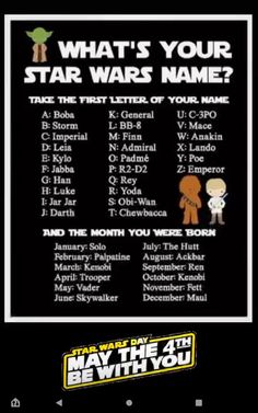 the star wars name poster is shown in this screenshote screen shot, which shows what's your star wars name?