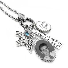 I'm excited to introduce you to our stunning Memorial Photo Jewelry, which is designed to help you cherish the memory of your loved ones forever. We use high-quality, non-tarnish silver to craft our jewelry, ensuring that it will last a lifetime without losing its shine or durability.   Our professional Photoshop work is a testament to our commitment to providing you with only the best quality memorial jewelry. Our skilled team of designers can work with any photo and use their expertise to ensure that every detail is preserved, making your jewelry as personalized and unique as the person you are honoring.   Our Memorial Photo Jewelry also includes a beautiful handwriting charm, giving you the opportunity to include a personalized message or signature from your loved one. The charm is expe Dime Jewelry Memorial Saying, Memorial Necklace Husband, Memorial Necklace Ring, Memorial Necklace Son, Memorial Necklace Heart, Memorial Necklace Quotes, Personalized Memorial Gifts Mom, Luxury Engraved Necklaces For Memorials, Personalized Memorial Gifts Giftsforyounow