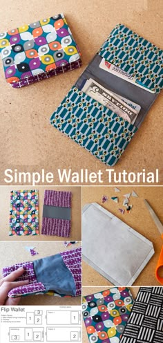 the simple wallet is made with fabric and scissors