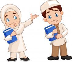 two muslim boys with books in their hands