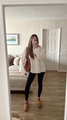 Comfy Fall College Outfits, Brown Dress White Boots, Thanksgiving Outfits Women Cold Weather, Cute Casual Fall Outfits 2024, Outfit Ideas With Uggs Tasman, Shein Outfits Fall 2024, Cute Basic Fall Outfits, Uggs Outfit Fall, T Shirt Outfit Fall