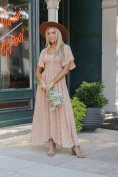 Boho Print Smocked Maxi Dress - Clay - Magnolia Boutique Pioneer Woman Dress, Chic Fall Outfit, Sorority Rush Outfits, Rush Outfits, Smocked Maxi Dress, Gameday Dress, Loungewear Dresses, Chic Fall Outfits, Casual White Dress