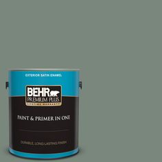 a white paint can with the words behr premium plus painted on it's side