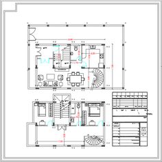 an architectural drawing shows the floor plan for a house with two floors and three levels