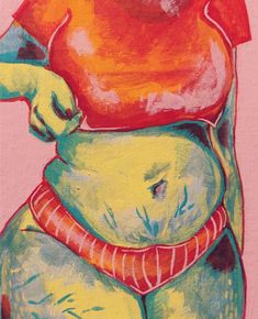 a painting of a pregnant woman holding an apple