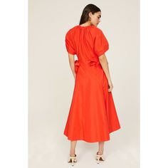 Orange cotton blend (70% Cotton, 30% Polyester). Hourglass. Short sleeves. Crewneck. Back zipper closure. 54.5" from shoulder to hemline. Imported. Oversized Dress, Rent The Runway, Poplin Dress, Closet Designs, 3.1 Phillip Lim, Phillip Lim, Puff Sleeve, Cotton Blend, Short Sleeves