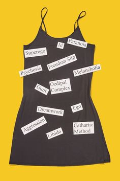 a black dress with words written on it