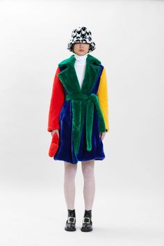 Luxury Multicolor Wool Outerwear, Luxury Multicolor Long Coat, Luxury Multicolor Streetwear Outerwear, Luxury Designer Multicolor Outerwear, Luxury Multicolor Retro Outerwear, Colorful Fur Coat, Rainbow Coat, Fall Core, Bright Colors Fashion