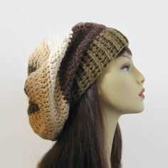 This is made to order I crocheted this with a soft acrylic yarn in shades of brown and beige. It has a nice large slouch and should fit most women, men and teens. Hand wash is recommended. Brown Bohemian Beanie One Size, Brown Acrylic Beanie (one Size Fits Most), Beige Crochet Beanie Hat, One Size Fits Most, Brown Acrylic Beanie One Size Fits Most, Beige Crochet Beanie Hat One Size, Beige Crochet Beanie Hat, Beige Hand Knitted Hats For Fall, Hand Knitted Beige Hat For Fall, Fall Hand Knitted Beige Hat