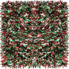 an abstract pattern made up of red and green leaves