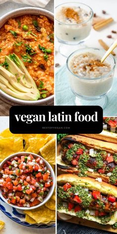 vegan latin food collage with text overlay