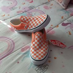 Nwt Vans Checkered Orange And White Shoes Slip-Ons, No Box Shipping Same Day Or Next Day Cute White Canvas Shoes With Rubber Sole, White Canvas Shoes With Rubber Sole For School, White Sneakers For School Summer Season, White Sneakers For School In Summer, White Canvas Shoes With Round Toe For School, White Summer Sneakers For School, Cute White Sneakers For School, White Canvas Shoes For School Summer, Cute Vans Sneakers For School