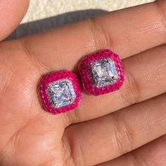 Invisible Setting earrings featuring semi precious pink stone and cz diamonds in square shape. Ideal jewelry to pair with your formals or any special occasion outfit. These LUXURY Earrings surely elevate your look. Perfect gift for her. *𝐏𝐑𝐎𝐃𝐔𝐂𝐓 𝐃𝐄𝐓𝐀𝐈𝐋* * 𝐌𝐚𝐭𝐞𝐫𝐢𝐚𝐥: Brass * 𝐏𝐥𝐚𝐭𝐢𝐧𝐠: White Rhodium Plated * 𝐒𝐭𝐨𝐧𝐞: AAA-quality CZ Diamond & Ruby. 𝐕𝐢𝐬𝐢𝐭 𝐎𝐮𝐫 𝐅𝐀𝐐𝐬 𝐟𝐨𝐫 𝐒𝐡𝐢𝐩𝐩𝐢𝐧𝐠 𝐏𝐨𝐥𝐢𝐜𝐢𝐞𝐬 𝐚𝐧𝐝 𝐂𝐚𝐫𝐞 𝐈𝐧𝐬𝐭𝐫𝐮𝐜𝐭𝐢𝐨𝐧 *𝐃𝐈𝐒𝐂𝐋𝐀𝐈? Ruby Diamond Earrings, Pink Sapphire Earrings, Occasion Outfit, Earrings Luxury, Ruby Wedding, Pink Ruby, Luxury Earrings, Special Occasion Outfits, Sapphire Earrings