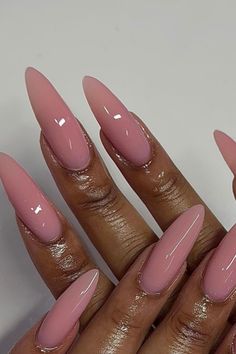 Thick Almond Nails, Round Nails Acrylic Long, Round Stelito Nails, Almond Nude Pink Nails, Round Acrylic Nails, Long Round Nails, Jone Cena, Vanessa Nails, Rounded Acrylic Nails