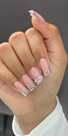 Colored Acrylic Nails, Girly Acrylic Nails, French Tip Acrylic Nails, Acrylic Nails Designs, Short Square Acrylic Nails, Acrylic Nails Coffin Pink, Long Square Acrylic Nails, Unique Acrylic Nails, Nail Sets