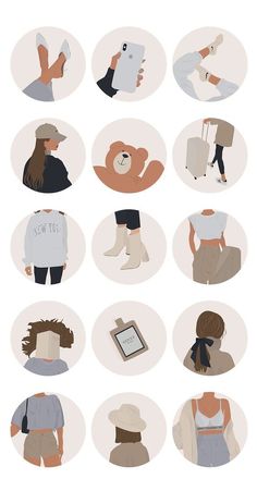 an image of people with different types of clothing and accessories on their heads, all in circles