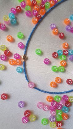 Personalized Blue Necklaces For Friendship, Personalized Blue Necklace For Friendship, Blue Necklaces With Round Letter Beads, Heart-shaped Letter Beads For Gifts, Blue Letter Beads For Gifts, Multicolor Heart-shaped Beaded Necklace With Letter Beads, Necklace Y2k, Y2k Necklace, Customizable Jewelry