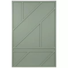 a green door with two diagonal lines on the front and side panels, in an angled pattern