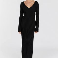 Questions? Leave A Comment Below! Elegant Ribbed V-neck Maxi Dress, Black V-neck Sweater Dress For Evening, Elegant Long Knit Midi Dress, Ribbed Knit Evening Dresses, Evening Ribbed Knit Sweater Dress, Ribbed Knit Sweater Dress For Evening, Evening Bodycon Knit Dresses, Evening Knit Bodycon Dress, Evening Bodycon Ribbed Maxi Dress