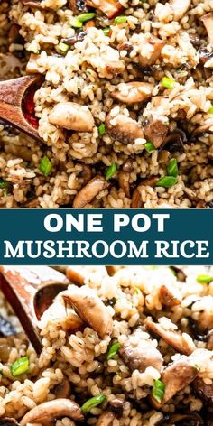 one pot mushroom rice is an easy and delicious side dish