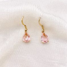 Baby Pink Faceted Teardrop Zicronia Drop Earrings - Made From 24K Gold - imitation morganite/ wedding/ bridal/ bridesmaid/ gift/ gemstone These earrings are so pretty and dainty featuring the perfect shade of baby pink Made from high quality 24K gold to ensure durability and long lasting colour Comes in a beautiful gift packaging 💗 📬 We ship worldwide ✨ Don't forget to follow my Instagram @LevanaJewellery for discount codes and competitions and to keep up to date on my latest creations ✨ - About LEVANA - We are a jewellery brand who cares about our customers, providing excellent 24/7 customer service. We exhibit a passion for creating new, unique and trendy pieces and strive to make your favourite necklace in your jewellery box or the most beautiful gift for someone you love. We are so g Pink Teardrop Earrings For Formal Occasions, Wedding Gemstone Teardrop Earrings, Wedding Teardrop Gemstone Earrings, Elegant Pink Teardrop Earrings As Gift, Elegant Pink Teardrop Earrings For Gift, Dangle Teardrop Gemstone Earrings For Wedding, Gemstone Dangle Teardrop Earrings For Wedding, Gemstone Teardrop Dangle Earrings For Wedding, Gemstone Teardrop Earrings For Wedding